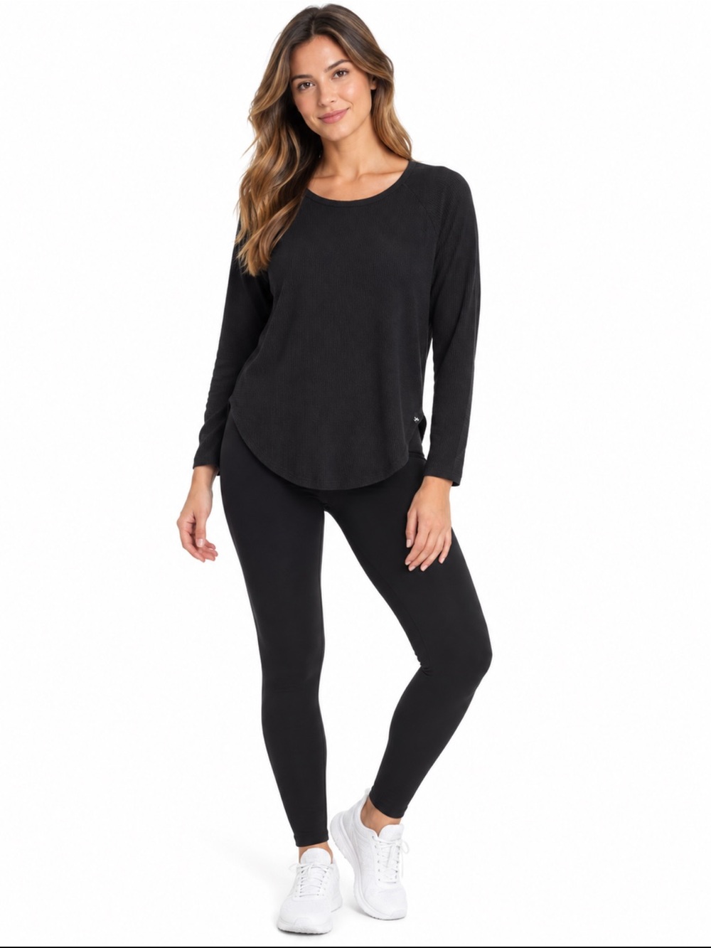 NWT JoyLab Women’s M Black Waffle Long Sleeve High Low Activewear Top